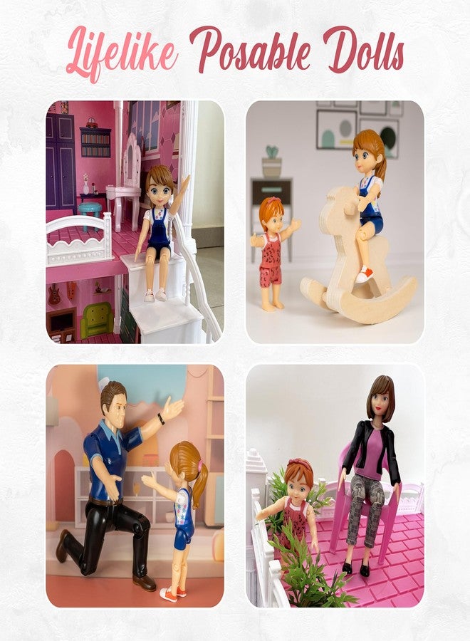 TOMLEON Family Dollhouse People - Doll House People Figures - 5 Poseable Action Figures Incl. Mom, Dad, Sister, Brother, Toddler - Small Dolls for Dollhouse - Dollhouse Dolls (Family) - Image 5
